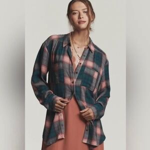 Anthropologie The Hadley Relaxed Plaid Buttondown Shirt by Pilcro Size XL